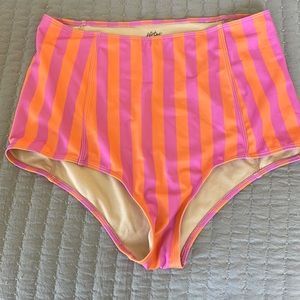 Kortni Jeane NWT High Waist Bottoms. Pink Orange stripe. Large.